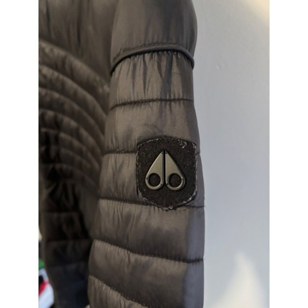 Moose Knuckles Mens Black Quilted Hooded Puffer Jacket Bomber Size Medium - Picture 3 of 6
